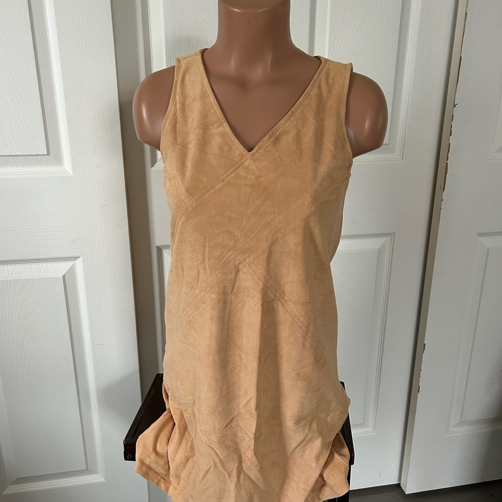 Tan Suede Sleeveless Dress Size Small S